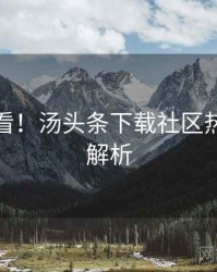 冲浪必看！汤头条下载社区热议深度解析